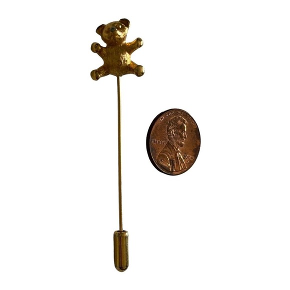 Trifari Jewelry - Crown Trifari Gold Tone Teddy Bear Stick Pin Vintage Jewelry